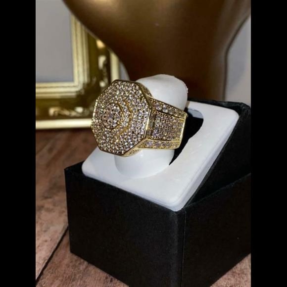 Mens Bling Ring Ice Out 2.5ct Iced Diamond 14k Gold Pinky Round Rings size 6-10